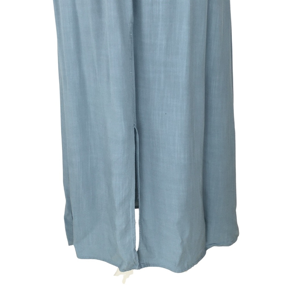 Forever 21 Chambray Blue Off Shoulder 3/4 Sleeve Smocked Waist Maxi Dress Small - Picture 7 of 13